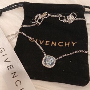 Givenchy Silver Necklace with Light Blue Gem